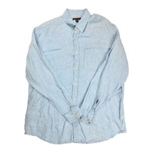 Banana Republic Classic Fit Blue Linen Long Sleeve Shirt‎ Men's Size XL 17-17.5